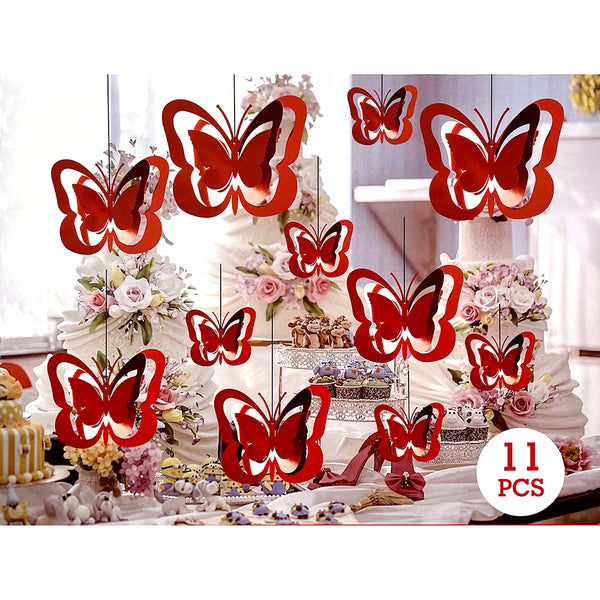 Red butterfly hanging swirls
