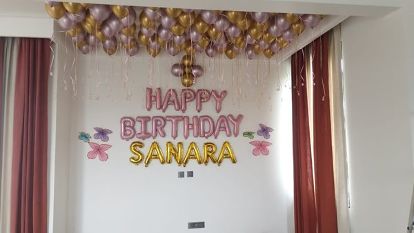 Chrome Gold & Rose Gold Ceiling Balloon Decor