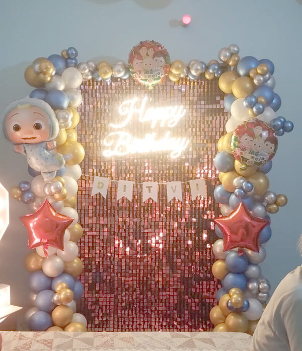 Cocomelon Balloon Decoration with Sequins Panel