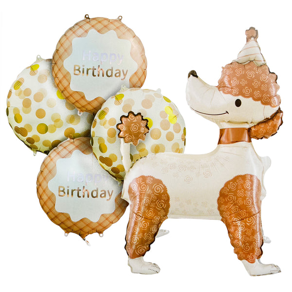 Cute Brown Dog Foil Balloon Set shown as a product reference for character birthdays and playful family celebrations and a coordinated party display.