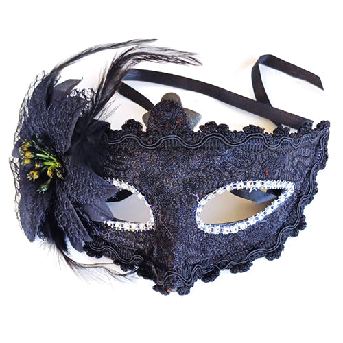 Floral Party Eye Mask, Black