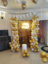 Gold & White Birthday Sequin Backdrop Decor