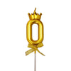 Gold Crown Wax Number Cake Candle, digit 0