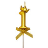 Gold Crown Wax Number Cake Candle, digit 1