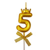 Gold Crown Wax Number Cake Candle, digit 5