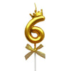 Gold Crown Wax Number Cake Candle, digit 6