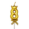 Gold Crown Wax Number Cake Candle, digit 8
