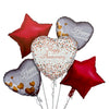 Happy Anniversary 5 In 1 Foil Balloons Set shown for a romantic celebration table or couple's photo display
