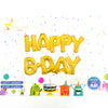 HAPPY BDAY Foil Banner - Golden 14" - FUNZOOP