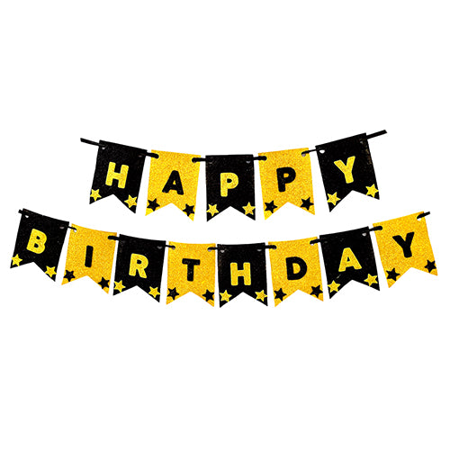 Happy Birthday EVA Foam Wall Banner, Gold & Black