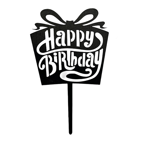 Happy Birthday Gift Box Plastic Cake Topper, Assorted