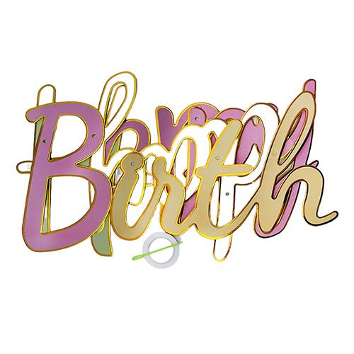 Happy Birthday Neon Cursive Banner Bunting-funzoop-thepartyshop