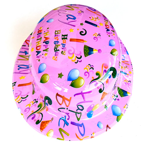 Happy Birthday Neon Paper Cone Hat, Blue or Pink