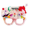 Happy Birthday plastic party goggles with an assorted decorative frame, providing a greeting accessory for birthday portraits and celebration photo corners.