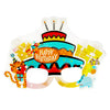 Happy Birthday plastic party goggles with an assorted decorative frame, providing a greeting accessory for birthday portraits and celebration photo corners.