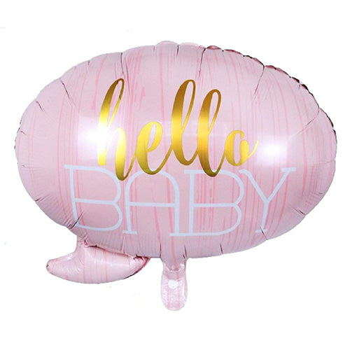 24" Hello BABY Foil Balloon - PINK shown as a product reference for baby showers, welcome-baby occasions and family celebrations and a coordinated party display.