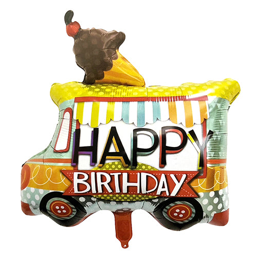 Ice Cream Truck Shaped Foil Balloon shown as a product reference for food-themed birthdays and playful celebrations and a coordinated party display.