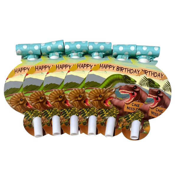 Jungle-themed paper party blowouts for individual guest settings, animal-themed birthday activities and matching party favour presentations.
