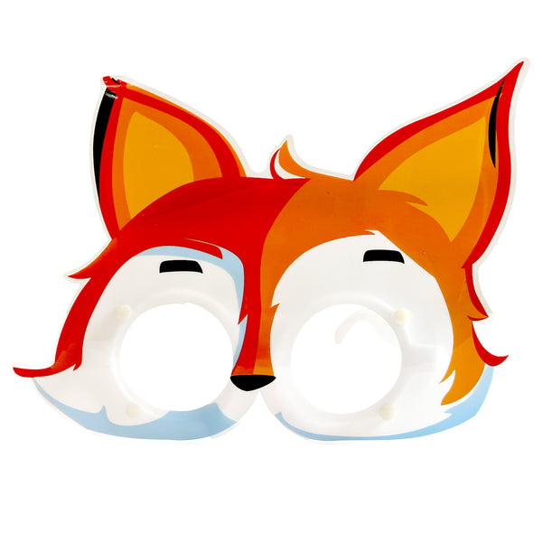 Fox-themed plastic party goggles in a children's novelty style, providing an animal character accessory for birthday portraits and themed photographs.
