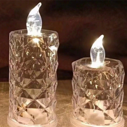 LED Reflective Plastic Crystal Candle Medium, 13 cm