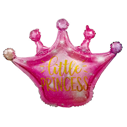 Little Princess Crown Foil balloon shown as a product reference for baby showers, welcome-baby occasions and family celebrations and a coordinated party display.