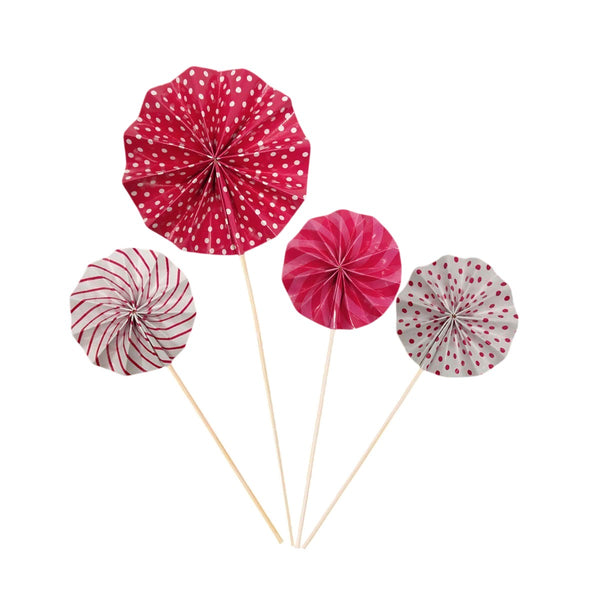 Mini Paper Fan Cake Topper, Assorted Colours, 1 Pc