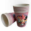 Minnie Mouse-themed paper cups, presenting character party drinkware from the ten-piece pack for a guest table or birthday drinks station.