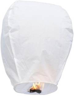 Lightweight paper sky lantern shown as a floating celebration decoration, with use dependent on supplied instructions and venue permissions.