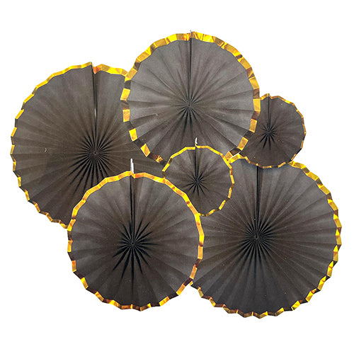 Glitter Paper Party Fans, Assorted, Pack of 6, Black sold by Funzoop - The Party Shop