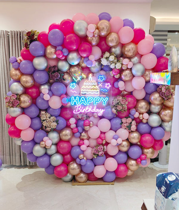 Pastel Floral Birthday Balloon Ring Decor