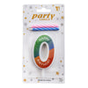 Rainbow Gradient Number Cake Candle, digit 0