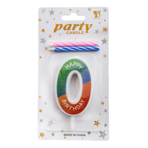 Rainbow Gradient Number Cake Candle, digit 0