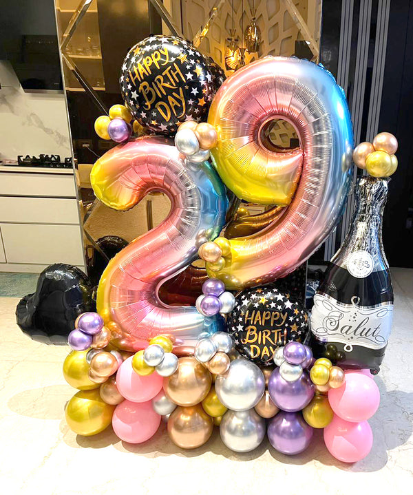 Rainbow Number Balloon Centerpiece in Gurgaon