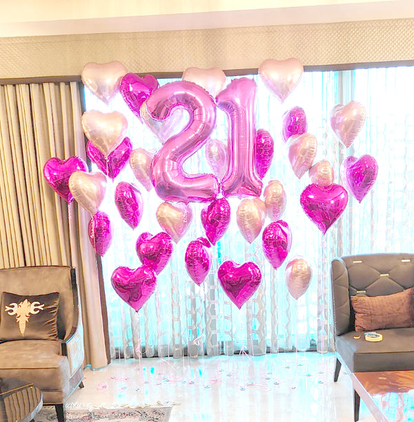 Romantic Heart Balloon Decoration with Number