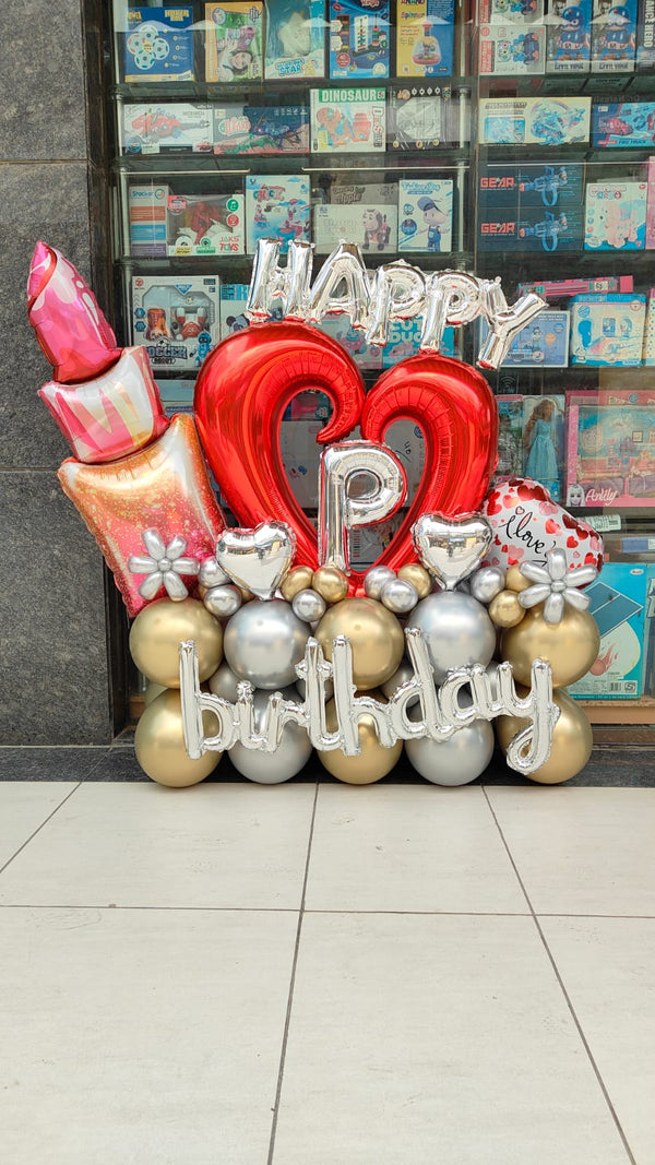 Romantic Heart Birthday Balloon Centerpiece in Gurgaon