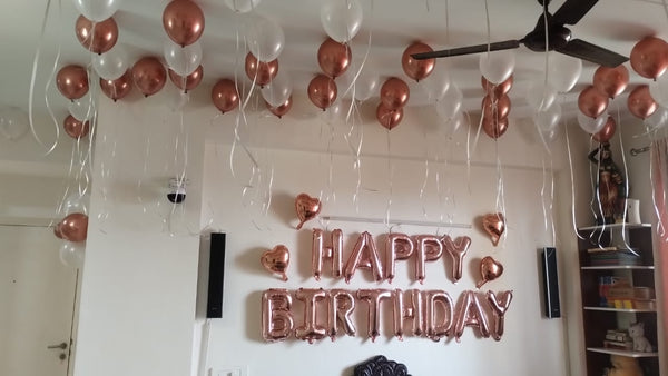 Rose Gold & White Balloon Decoration at Home