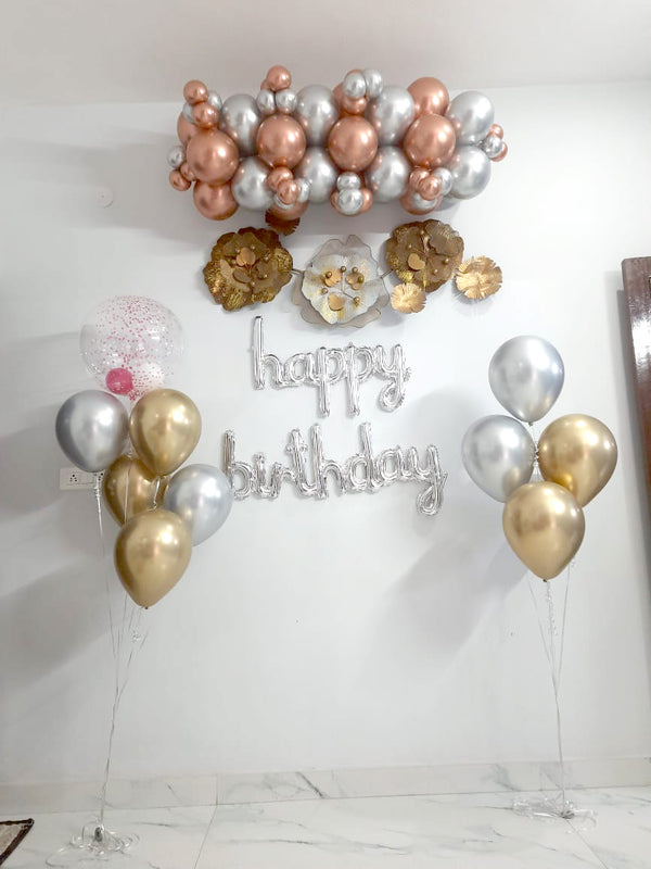 Rose Gold Birthday Balloon Wall Decoration