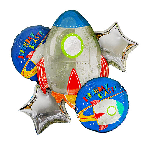 Space Rocket Theme 5-in-1 Foil Balloons Set-funzoop-thepartyshop