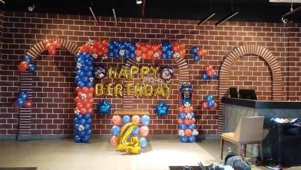 Superman Balloon Decoration for 4th Birthday