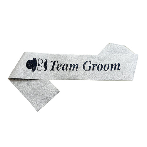 Team Groom Glitter Sash, Silver