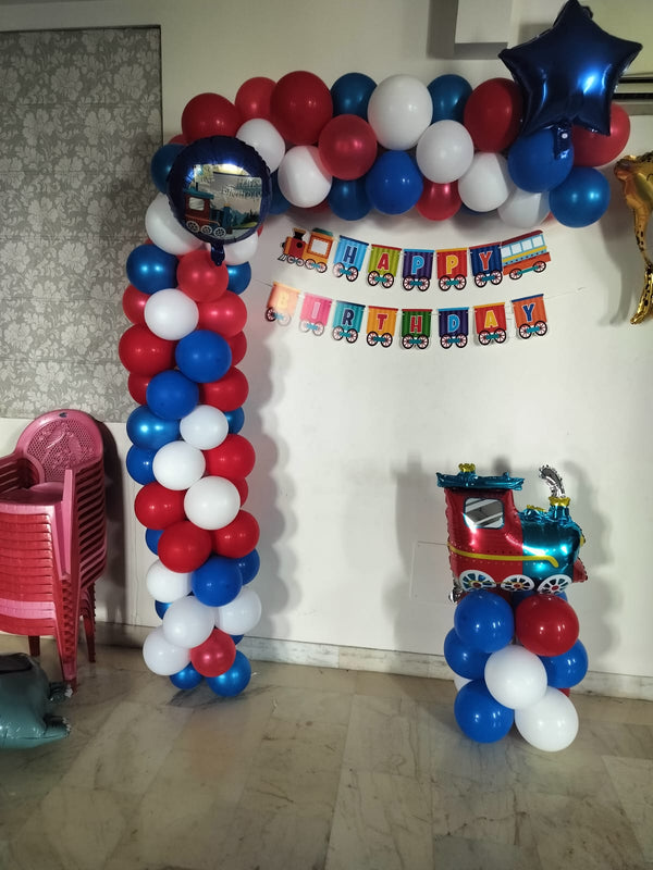 Train Birthday Home Balloon Decoration