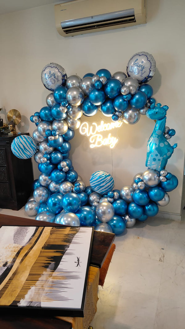 Welcome Baby Balloon Decoration in Blue