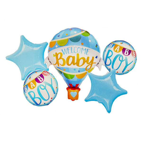 Welcome Baby Boy Blue Foil Balloon Set shown as a product reference for baby showers, welcome-baby occasions and family celebrations and a coordinated party display.