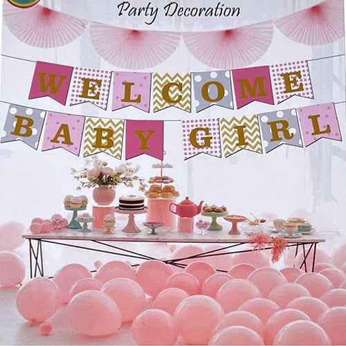 WELCOME BABY GIRL Wall Banner-funzoop-thepartyshop