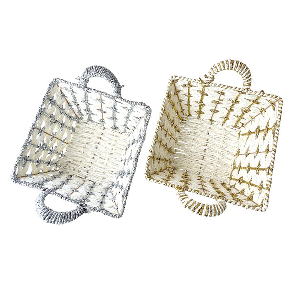 Wooden Baskets Golden and Silver