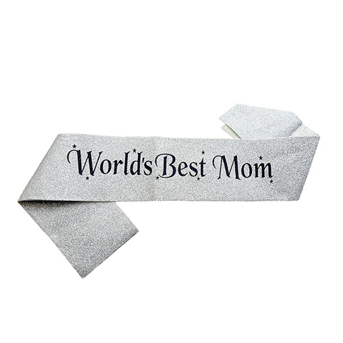 World's Best Mom Glitter Sash