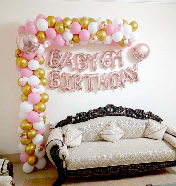 Baby Girl Half Birthday Balloon Decoration
