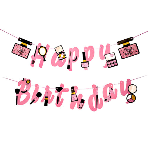 Girl's Happy Birthday Make-up Kit Decorative Wall Banner