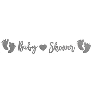 Baby Shower Foot Print Glitter Banner
