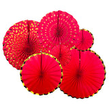 Glitter paper fans party decoration set with assorted hanging fan designs from Funzoop The Party Shop